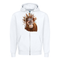 White baby orangutan Zipper Hoodie - LillyAllenDesigns