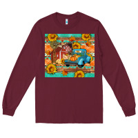 Burgundy Farm life fall barn and truck Long Sleeve Tee - Artiststas