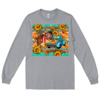 Heather Grey Farm life fall barn and truck Long Sleeve Tee - Artiststas