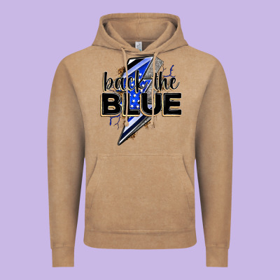 Back The Blue With Lightning Bolt Vintage Hoodie Designed By Zillion Design Studio