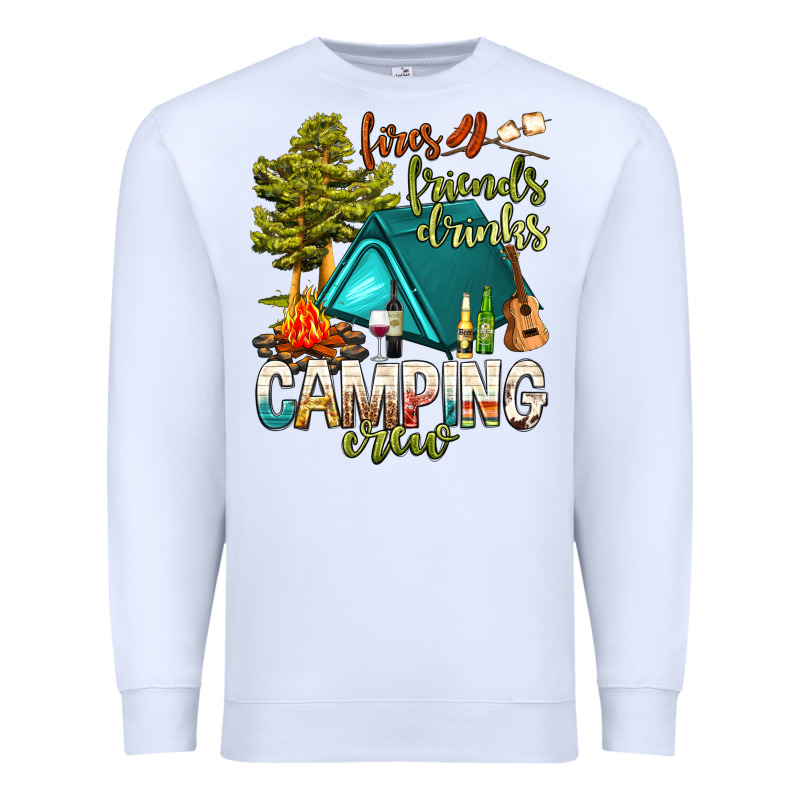 Fires Friends Drinks Camping Crew Premium Sweatshirt by NancyCooperArtShop | Teevron