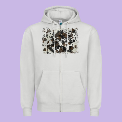 Cowhide Background Zipper Hoodie Designed By Barkaloodesign