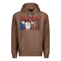 Chestnut Western Star Spangled Baby Cow Premium Hoodie - LillyAllenDesigns