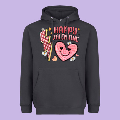 Happy Valentine Heart Heavyweight Hoodie Designed By Maliassmallbusiness