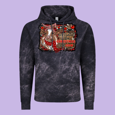 All I Want For Christmas Is A Cow Cowhide Vintage Hoodie Designed By Ranaportraitstore