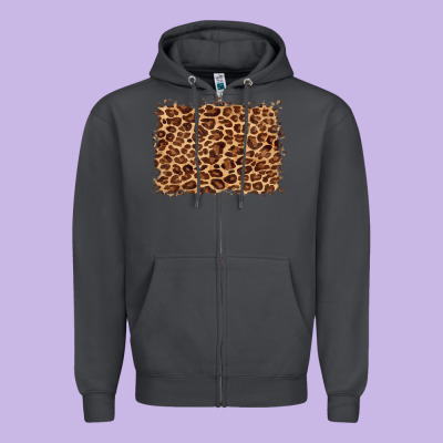 Leopard Background Zipper Hoodie Designed By Barkaloodesign