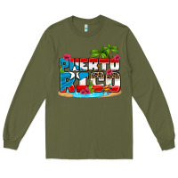 Army Green puerto rico and flowers with frog Long Sleeve Tee - AdoDesignShop