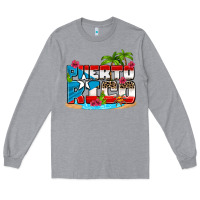 Heather Grey puerto rico and flowers with frog Long Sleeve Tee - AdoDesignShop