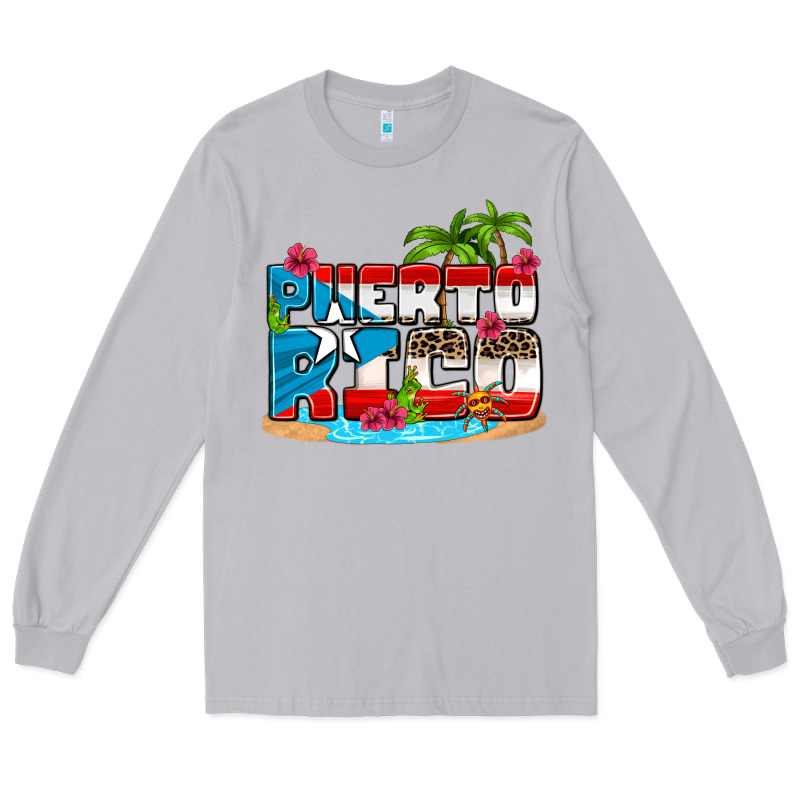 Puerto Rico And Flowers With Frog Long Sleeve Tee by AdoDesignShop | Teevron
