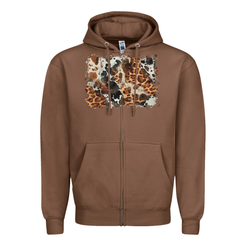 Cowhide Leopard Background Zipper Hoodie by BarkalooDesign | Teevron