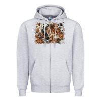 Heather Grey cowhide leopard background Zipper Hoodie - BarkalooDesign