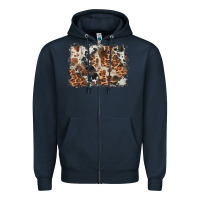 Navy cowhide leopard background Zipper Hoodie - BarkalooDesign