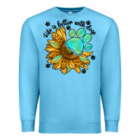 Ocean Blue life is better with dogs Premium Sweatshirt - NancyCooperArtShop