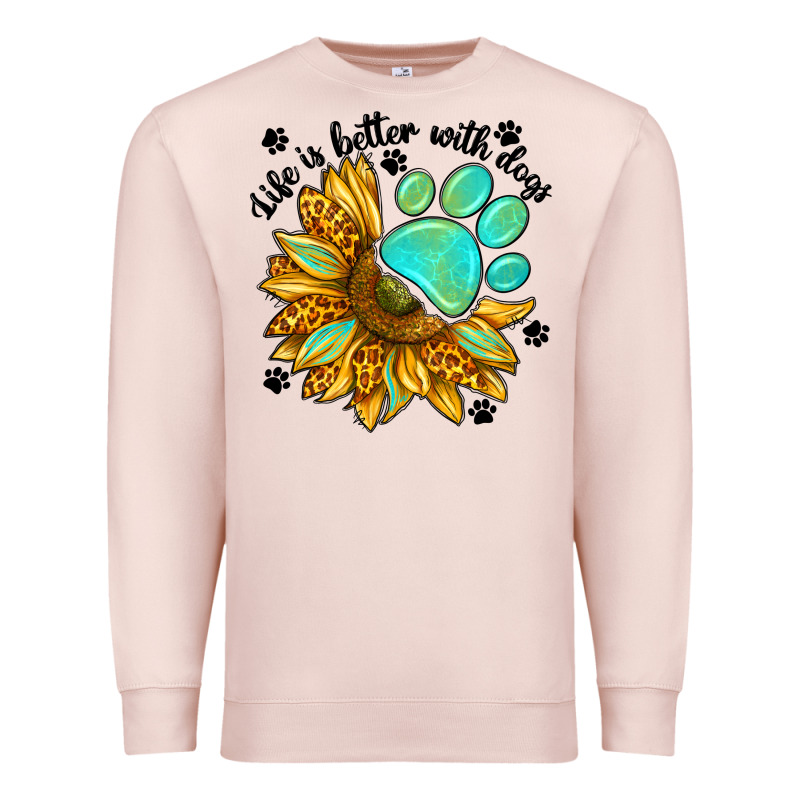 Life Is Better With Dogs Premium Sweatshirt by NancyCooperArtShop | Teevron