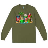 Army Green puerto rico coffee cups Long Sleeve Tee - AdoDesignShop