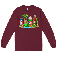 Burgundy puerto rico coffee cups Long Sleeve Tee - AdoDesignShop