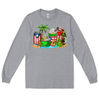 Heather Grey puerto rico coffee cups Long Sleeve Tee - AdoDesignShop