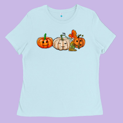 Pumpkins Face Ladies Tee Designed By Adodesignshop