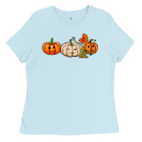 Baby Blue pumpkins face Ladies Tee - AdoDesignShop