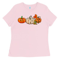 Bubblegum Pink pumpkins face Ladies Tee - AdoDesignShop
