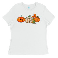 White pumpkins face Ladies Tee - AdoDesignShop