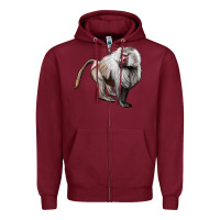 Burgundy baboon Zipper Hoodie - LillyAllenDesigns