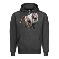 Charcoal Heather baboon Zipper Hoodie - LillyAllenDesigns