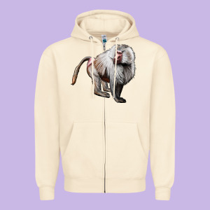 Baboon Zipper Hoodie Designed By Lillyallendesigns