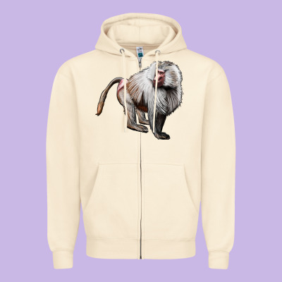 Baboon Zipper Hoodie Designed By Lillyallendesigns
