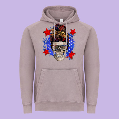 American Mom Skull Vintage Hoodie Designed By Zillion Design Studio