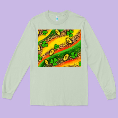 St Patricks Coin And Shamrock Long Sleeve Tee Designed By Adodesignshop