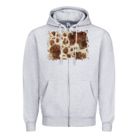 Heather Grey cowhide background Zipper Hoodie - BarkalooDesign