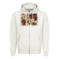 Oatmeal Heather cowhide background Zipper Hoodie - BarkalooDesign