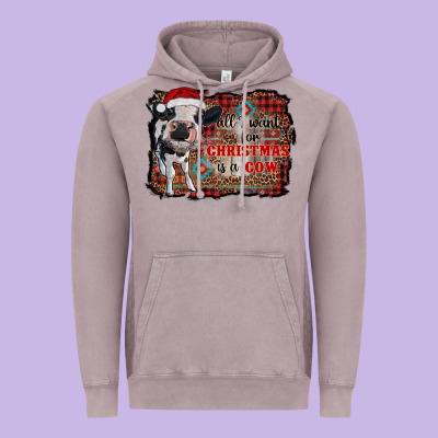 All I Want For Christmas Is A Cow Aztec Vintage Hoodie Designed By Ranaportraitstore