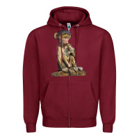 Burgundy Baby Baboon Illustrations Zipper Hoodie - LillyAllenDesigns