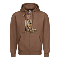 Chestnut Baby Baboon Illustrations Zipper Hoodie - LillyAllenDesigns