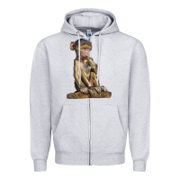 Heather Grey Baby Baboon Illustrations Zipper Hoodie - LillyAllenDesigns