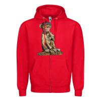 Red Baby Baboon Illustrations Zipper Hoodie - LillyAllenDesigns