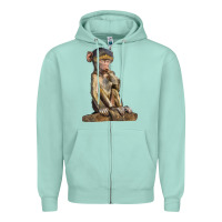 Seafoam Baby Baboon Illustrations Zipper Hoodie - LillyAllenDesigns