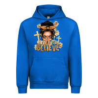 Cobalt Black Hair Believe Praying Caucasian Messy Bun Urban Hoodie - texasbilliewilder