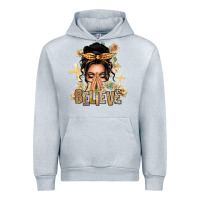 Heather Grey Black Hair Believe Praying Caucasian Messy Bun Urban Hoodie - texasbilliewilder