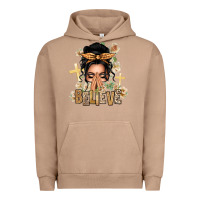 Pigment Burro Black Hair Believe Praying Caucasian Messy Bun Urban Hoodie - texasbilliewilder