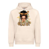 Sandshell Black Hair Believe Praying Caucasian Messy Bun Urban Hoodie - texasbilliewilder