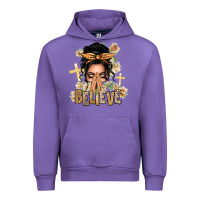 Black Hair Believe Praying Caucasian Messy Bun Urban Hoodie | Teevron