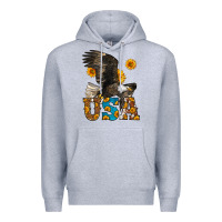 Heather Grey Western Usa Eagle 4th of July Premium Hoodie - LillyAllenDesigns