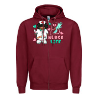 Burgundy nurse life afro american nurse Zipper Hoodie - BarkalooDesign