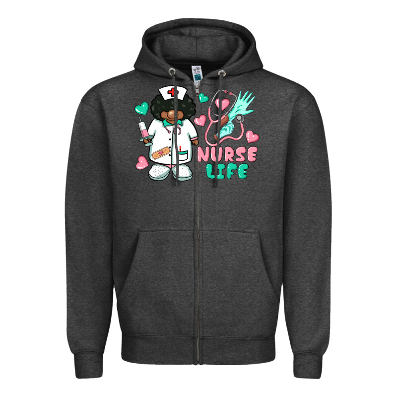 Nurse Life Afro American Nurse Zipper Hoodie by BarkalooDesign | Teevron