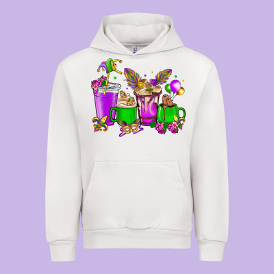 Mardi Gras Coffee Cups Urban Hoodie Designed By Nancycooperartshop