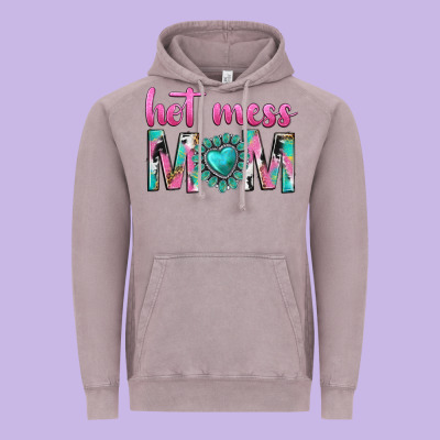 Hot Mess Mom Vintage Hoodie Designed By Texasbilliewilder