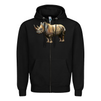 Black Rhino Illustrations Zipper Hoodie - LillyAllenDesigns